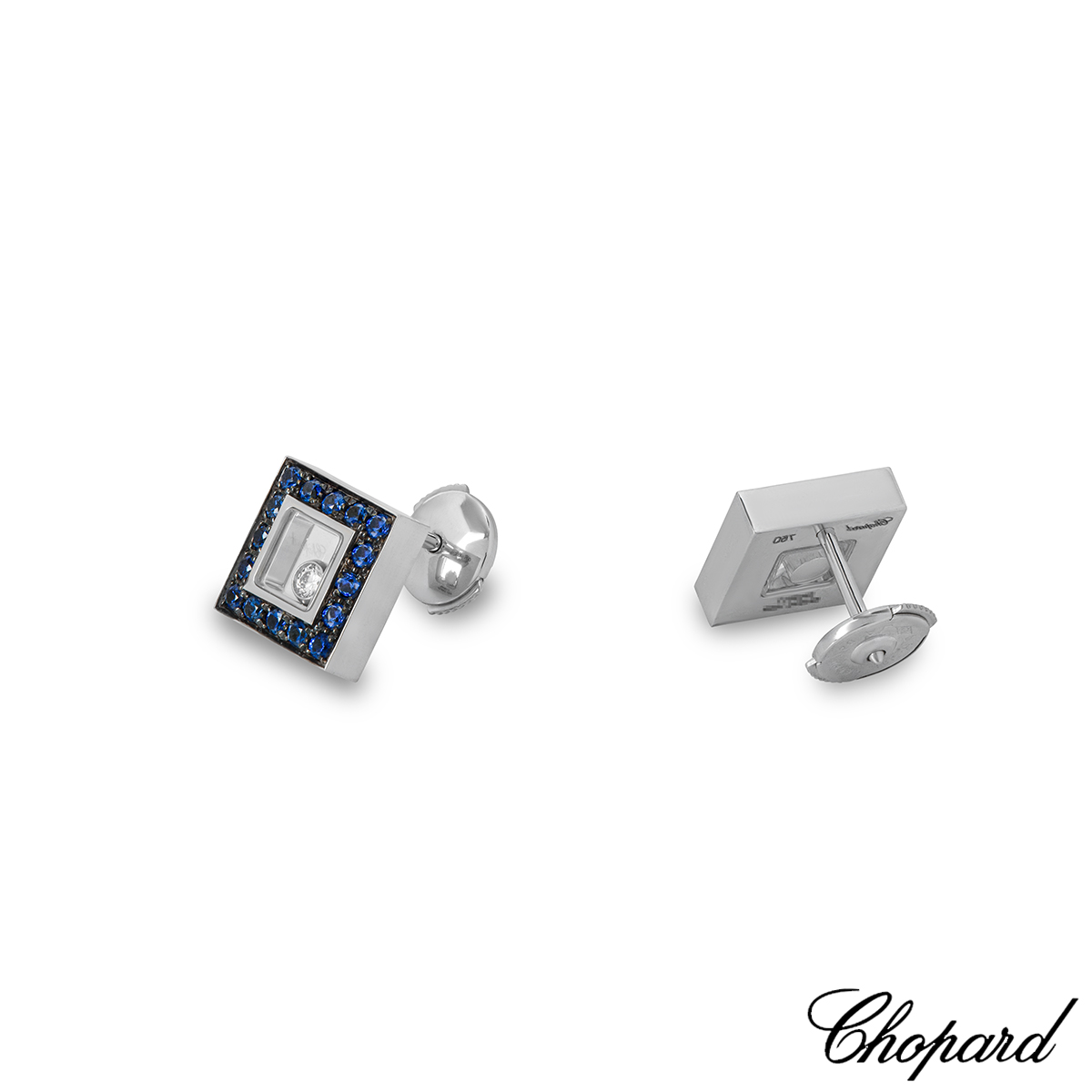 Chopard White Gold Sapphire Happy Diamonds Earrings 83/2896-1008